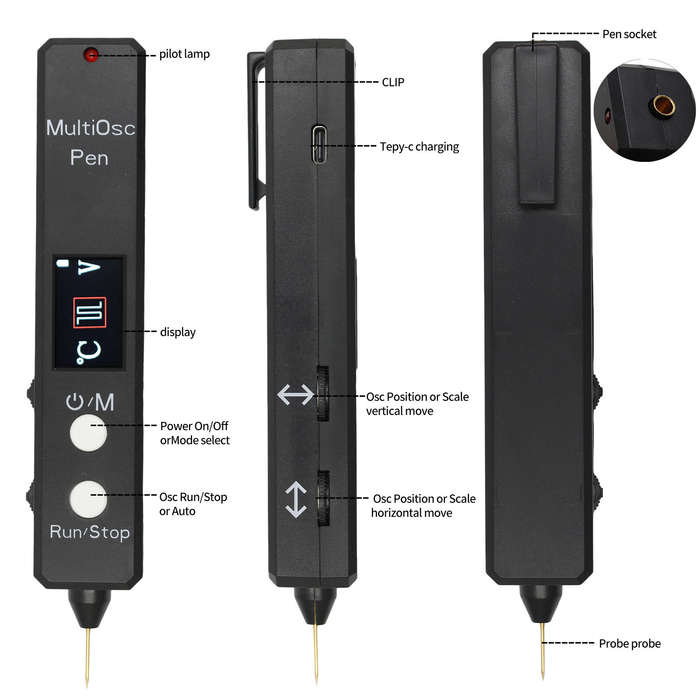 #A - Four-in-One Multifunctional Pen 2MSa/s Sampling Rate 400KHz Bandwidth High Precision Voltage Me