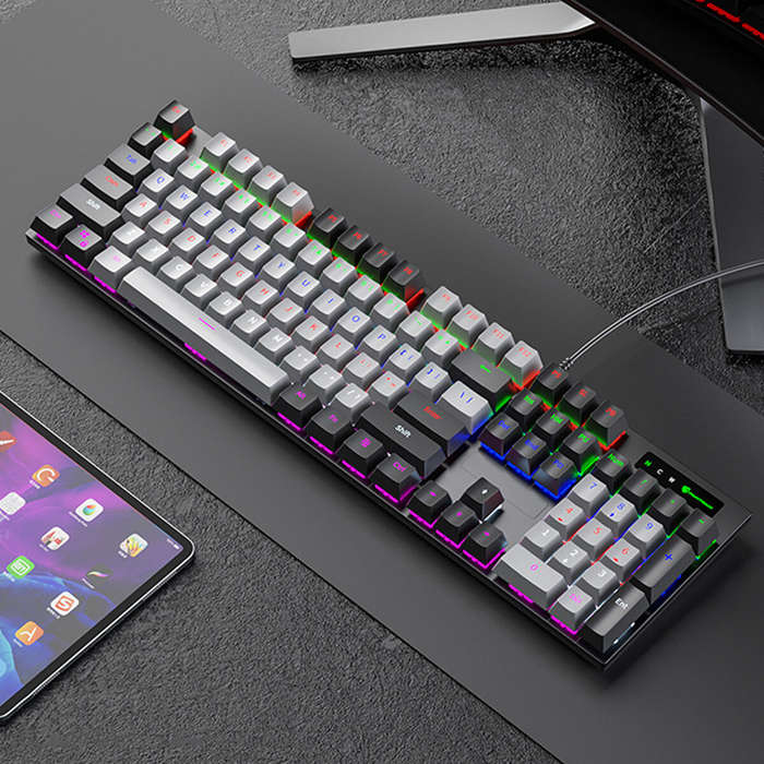 104 Keys Wired Mechanical Keyboard LED Backlit Blue Switch USB Wired Gaming Keyboard for Laptop Desk