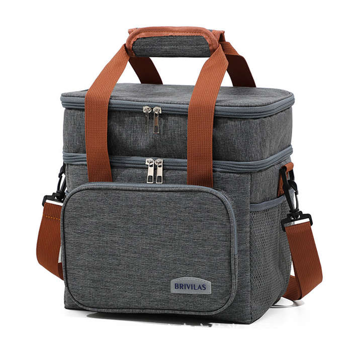 Grey - IPRee Portable Double Layer Lunch Bags Food Box Camping Oxford Backpacks Icebox Large Capacit