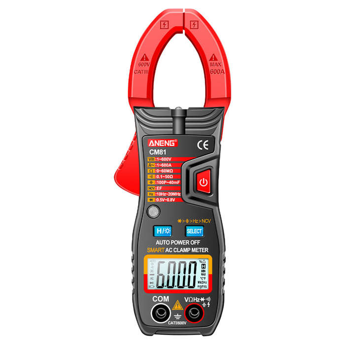 Black - ANENG CM81 6000 Counts Auto Range NCV Digital Clamp Meter DC/AC Voltage Current Resistance F