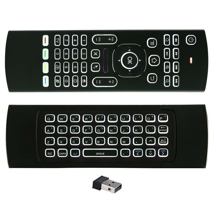 Black - MX3 2.4G Voice Air Mouse with Backlight Wireless Mini Keyboard Remote Control Infrared Learn