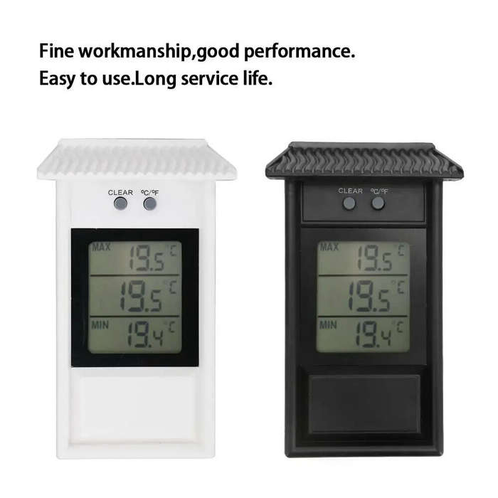 White - Digital Display Thermometer Max Min Waterproof for Indoor Outdoor Garden-20C to 50C High Acc