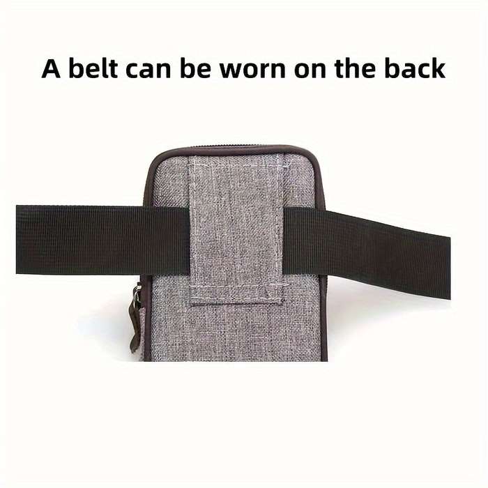Black - Men's Canvas Mobile Phone Belt Waist Bag Portable Multi-Pocket Fanny Pack Card Holder Wallet
