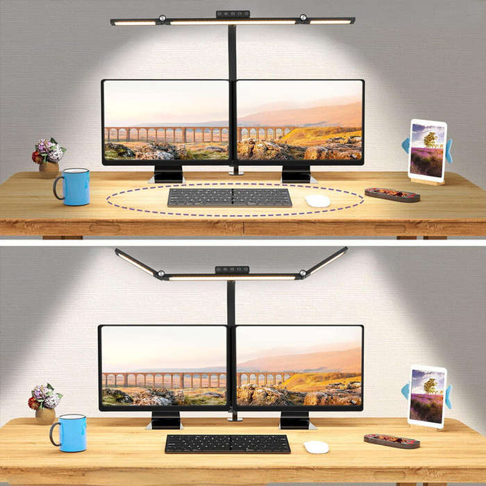 EU Plug - 24W LED Foldable Desk Lamp Adjustable Brightness & Color Temperature With Flexible Goosene