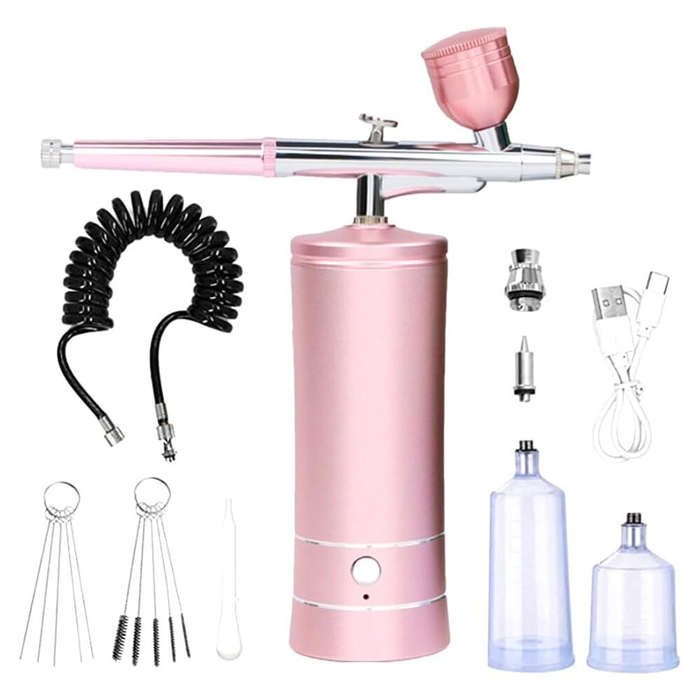 Pink - Yarboly Handheld Airbrush Kit Dual Action Portable 0.4mm Nozzle High Pressure 20-27psi for Ta