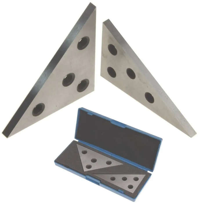A - 2PCS Solid Angle Plates Set 30-60-90 & 45-45-90 Degrees Precision +/- 20 Seconds Machinist Tool