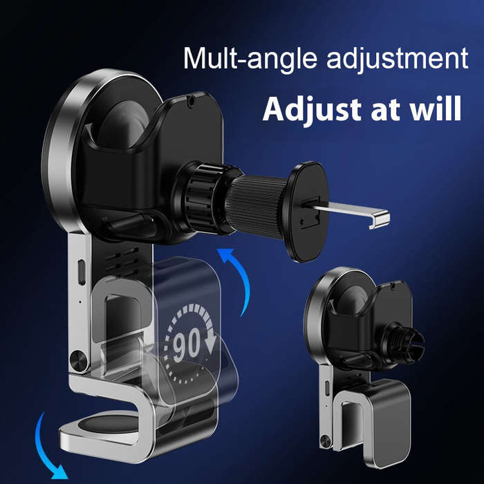 Grey - SD16 3-in-1 Wireless Car Charger Holder 15W Fast Charging Car Air Vent Mount Holder for Smart