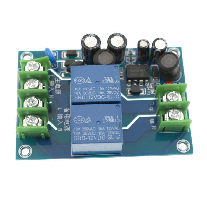 220V 2 Channel Power Automatic Switcher 10A Dual Power Supply 2 In 1 Out Battery Cut-off Control Swi