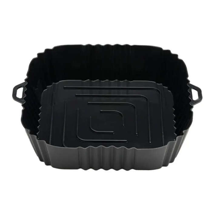 Black - 1PC Baking Tray Silicone Tray for Air Fryer Oven Fried Chicken Pizza Mat Oilless Silicone Pa