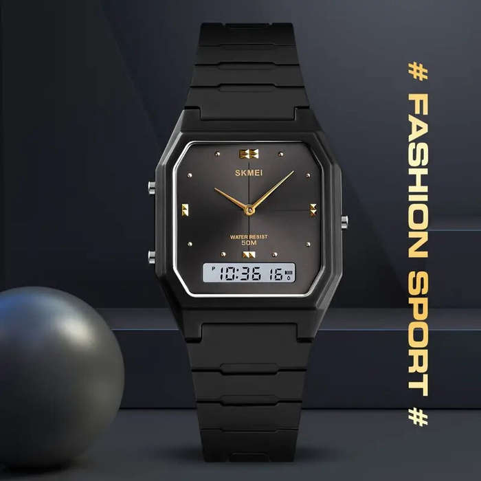 Black - SKMEI Fashion Men Digital Watches Outdoor Multifunctional Watch Sports Waterproof Dual Displ