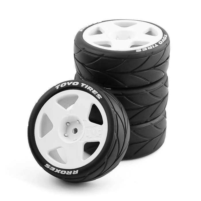 Yellow - 4PCS Rally Drift On-Road Tires Wheels 12mm Hex for 1/10 HPI KYOSHO TAMIYA TT02 RC Car Vehic