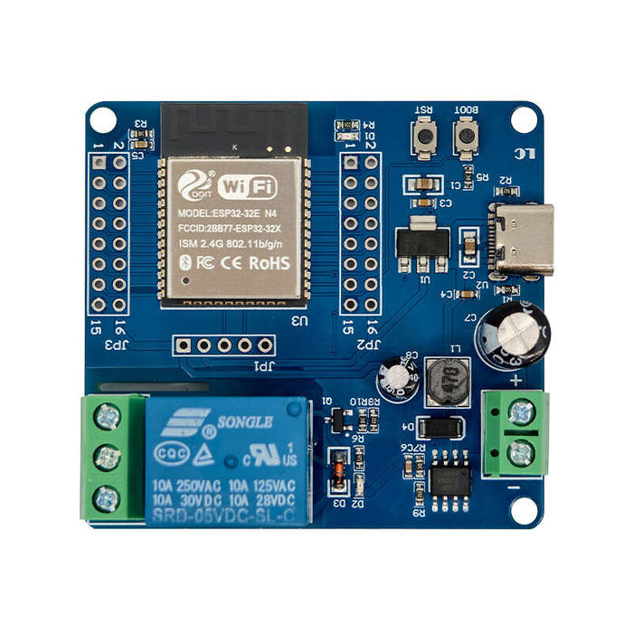 Board Only - ESP32-C6 WiFi BT Development Board DC 5-60V Single Channel Relay Module Onboard Type-C