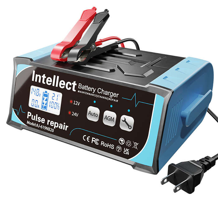 Black - ANJING 200W 12V 11A 24V 7A Intelligent Pulse Repair Battery Charger Lead-Acid Battery High P