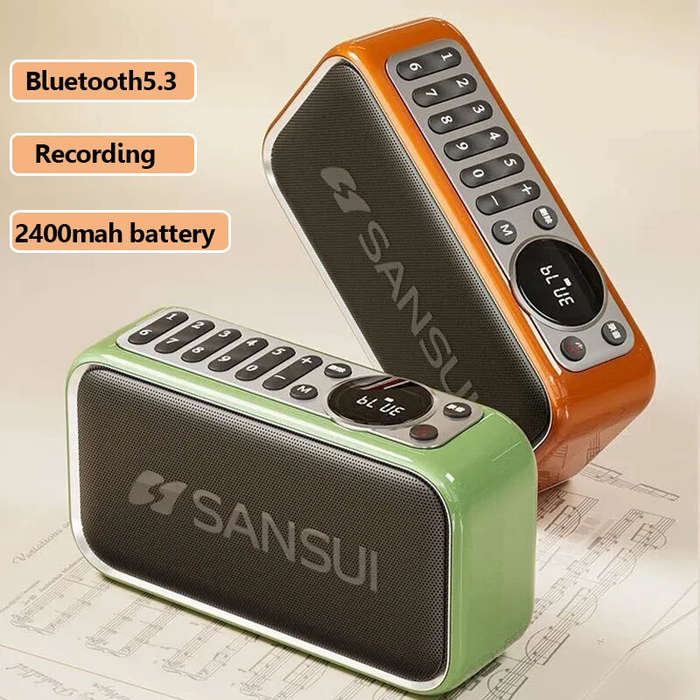 Green - SANSUI F35 Wireless bluetooth Speaker Bass Diaphragm HiFi Sound Hands-free Calls 2400mAh Sup
