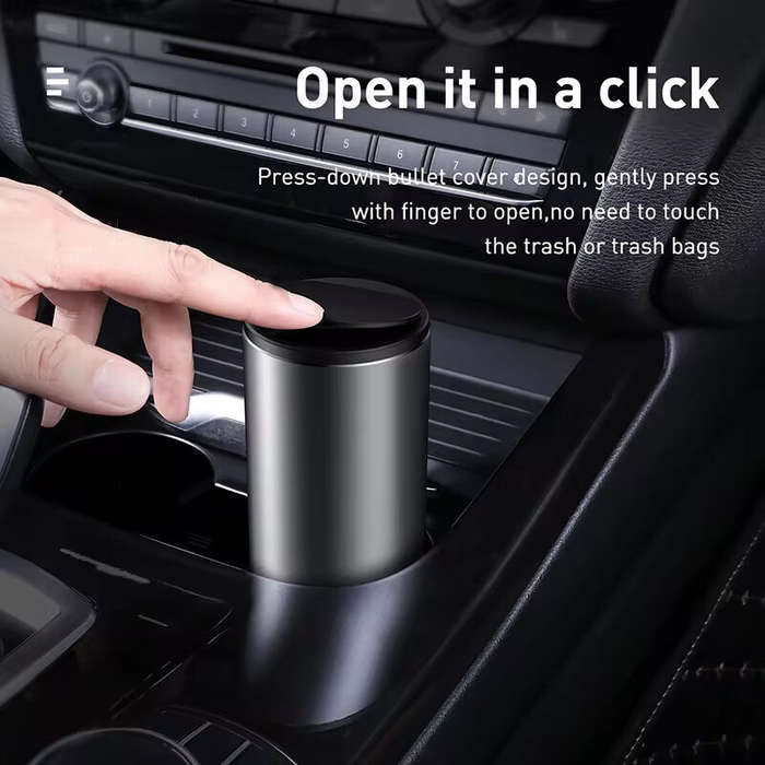 Black - Baseus 500ML Car Trash Bin Can Mini Auto Dust Organizer Car Interior Rubbish Bag Garbage Con