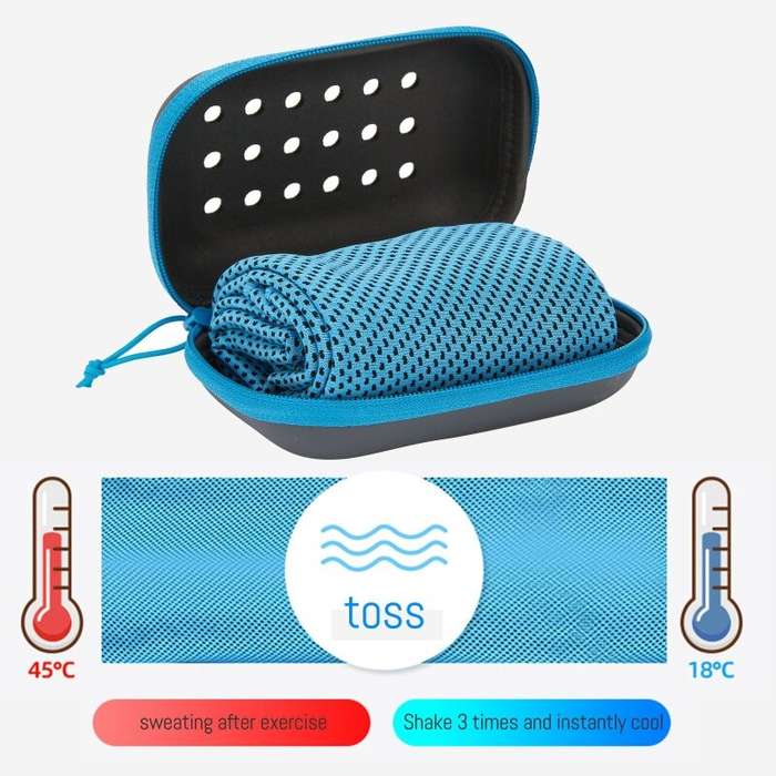 Grey - KALOAD 1 PCS Quick-Dry Cooling Towels with Storage Box Soft Breathable Sweat Absorption Cold