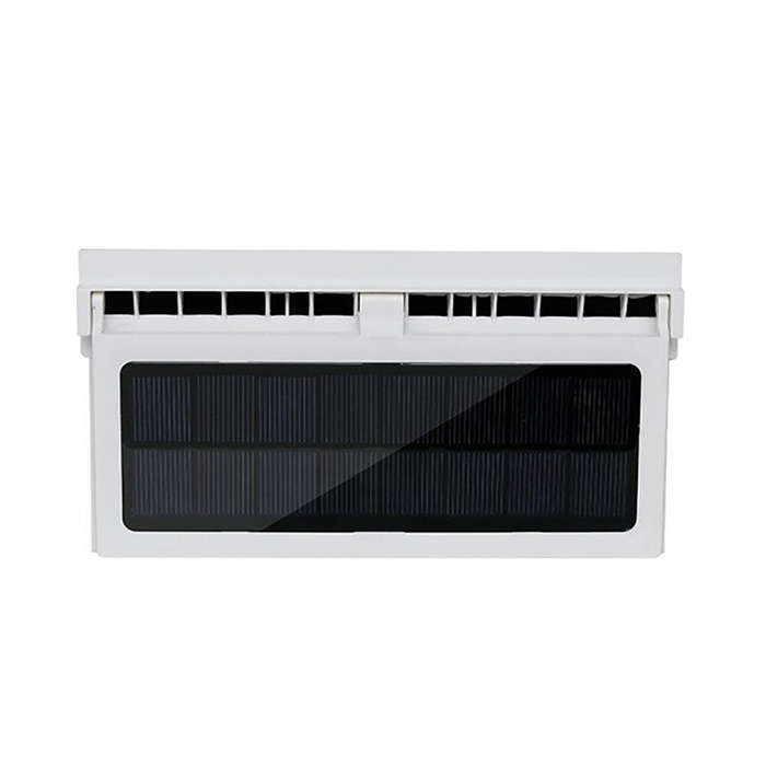 White - Car Solar Powered Exhaust Fan Car Gills Cooler Auto Ventilation Fan Dual-mode Power Supply