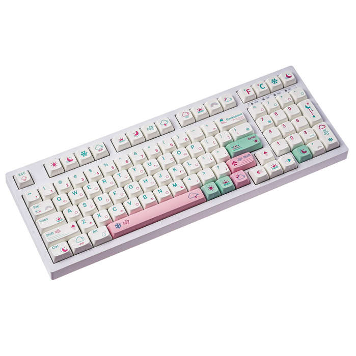 132 Keys Weather Keycap Set PBT Sublimation XDA Profile English/Japanese Custom Keycaps for Mechanic