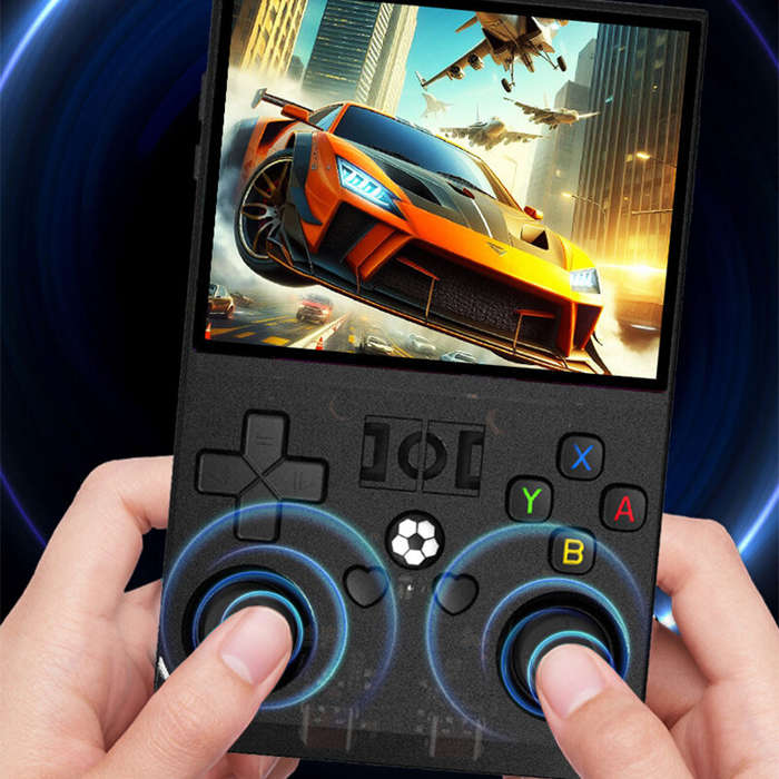 Black - R36PRO Open Source Linux System Handheld Game Console with Dual Hall Joystick Built-in 18000