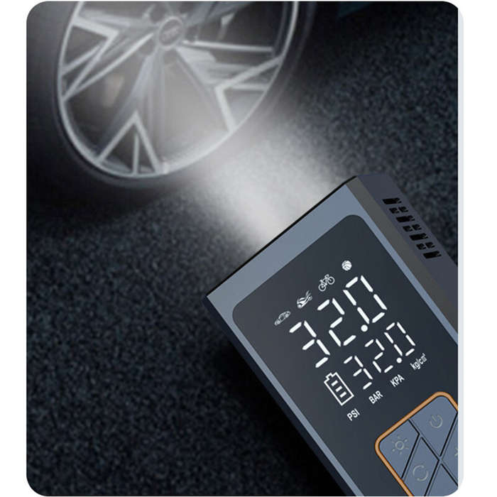 Black - Cordless Tire Inflator with Digital Display 3*2000mAh Tire Inflator Digital Display 4 Mode C