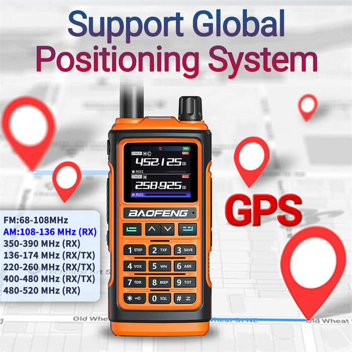 Orange - Baofeng UV-17 Pro GPS Handheld Walkie Talkie Six Bands Wireless Copy Frequency Flashlight T