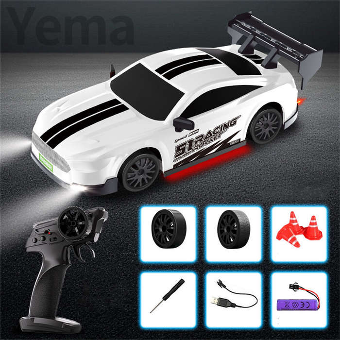 Yellow - 1/20 2.4G 4WD Drift RC Car GTR Mini Race LED Light High Speed Remote Control On-Road Racing