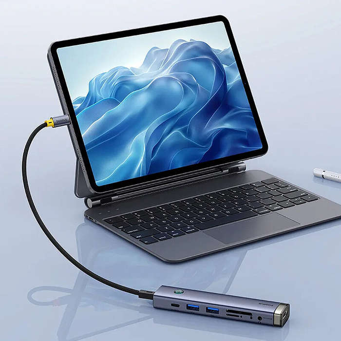 7 in 1 - Baseus 7-in-1 Type-C Docking Station with USB3.0*2 / 4K@60Hz HD / PD Type-C / 3.5mm Audio /