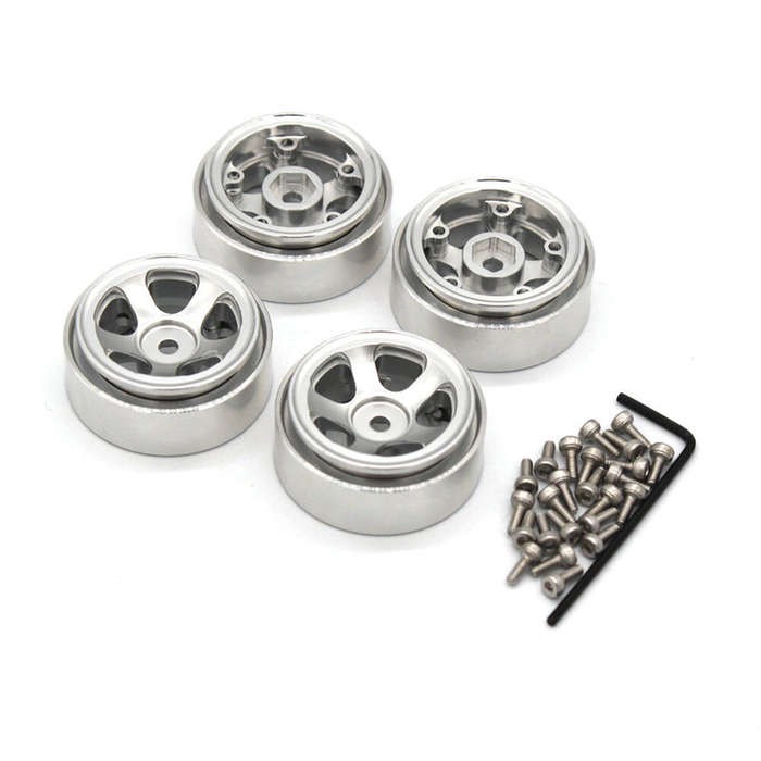 Black - Upgraded Metal Wheel Rims Star Shape for FMS 1/18 FJ Crusier KATANA V2 Mogrich Fire Horse CH