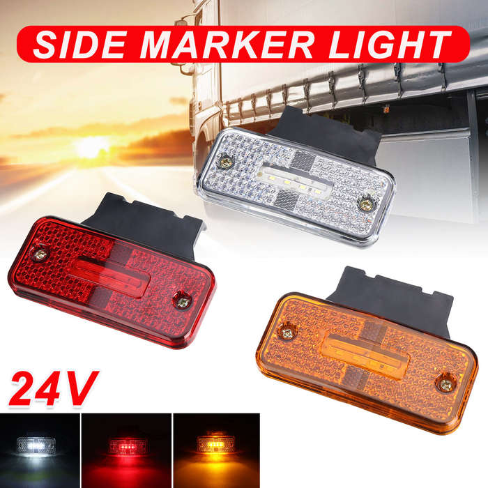 Red - Red/White/ Amber/ 24V 4LED Truck Side Marker Lights Trailer Clearance Tractor Van Side Lamp