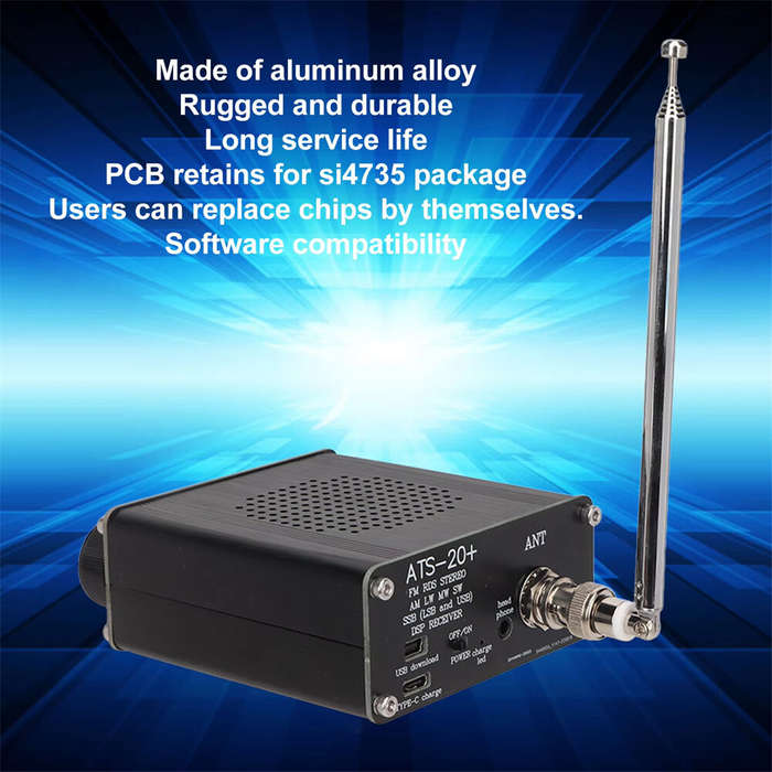 Black - ATS 20+ Si4732 Radio Receiver High Sensitivity Portable Small World Band Digital Receiver fo
