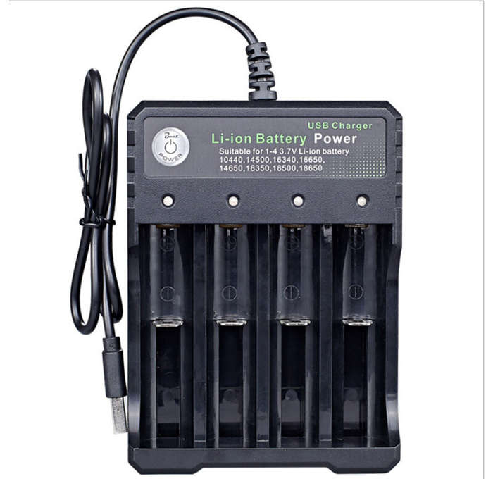 USB Intelligent Universal Rechargeable Battery Charger 18650 Flashlight Charger 4 Slots Fast Charge