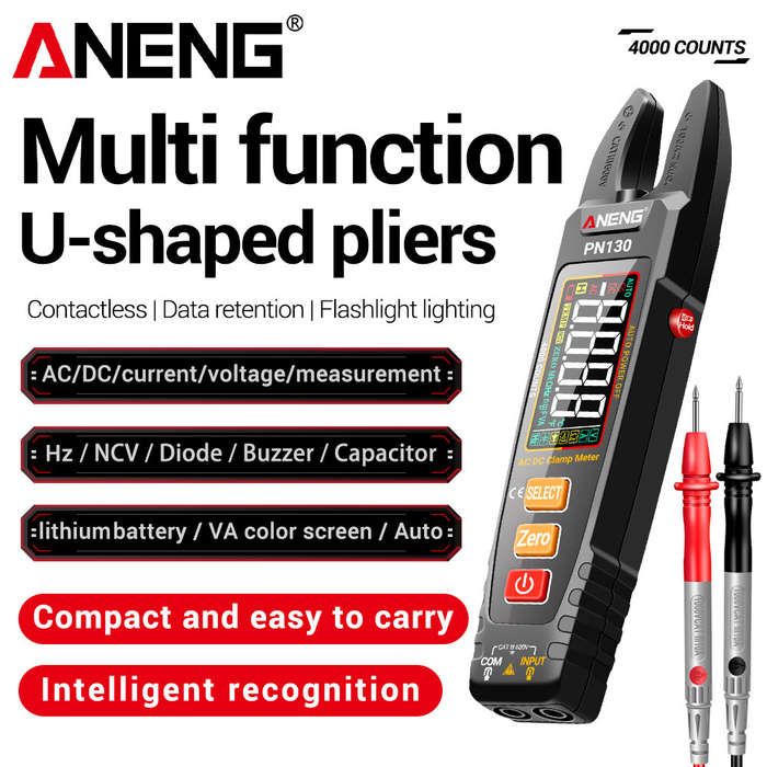 Black - ANENG PN130 Digital Clamp Meter 4000 Counts AC DC Current Voltage Tester Auto Range VA Color