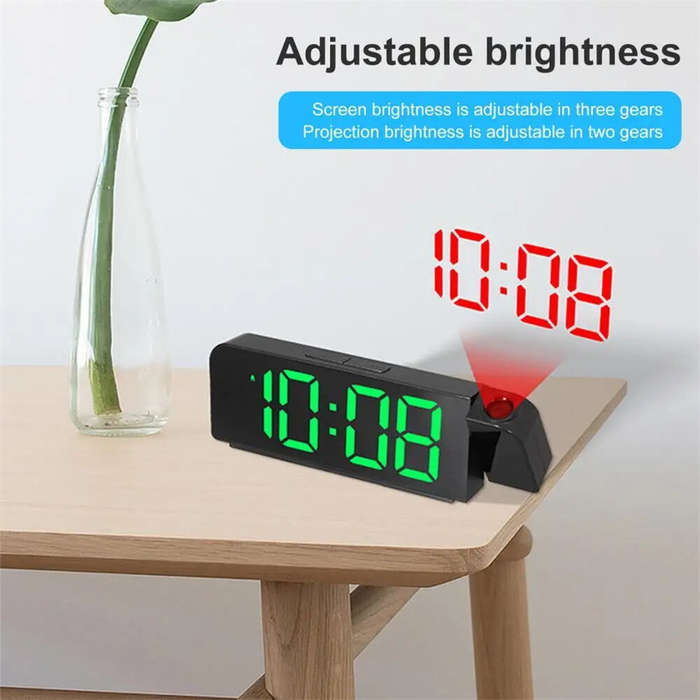 #E - Versatile Colorful LED Digital Alarm Clock with 180 Degree Projection Adjustable Brightness /In