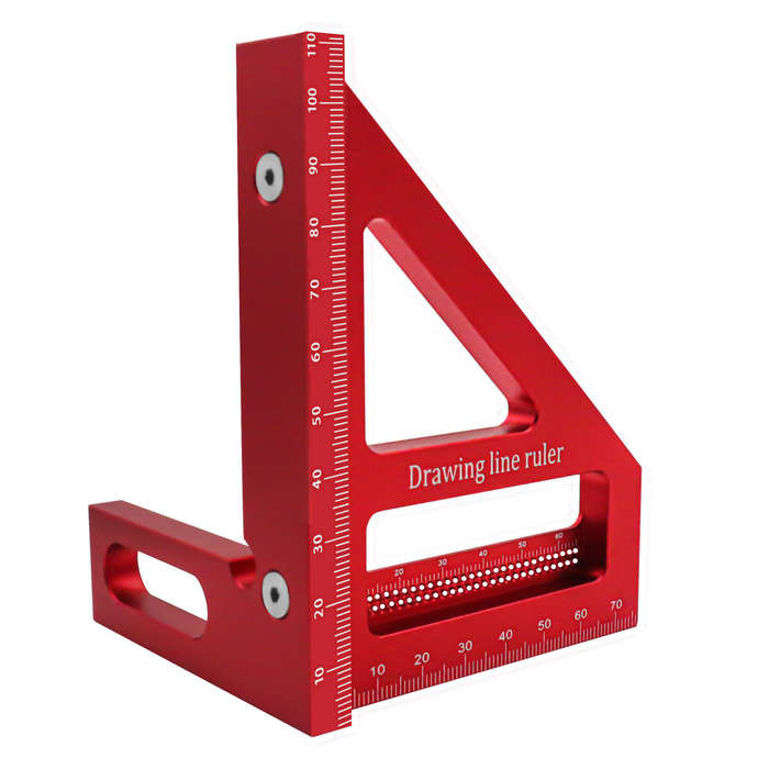 Black - Carpenter Square Aluminum Miter Triangle Hole Ruler Woodworking Square Protractor 3D Multi A