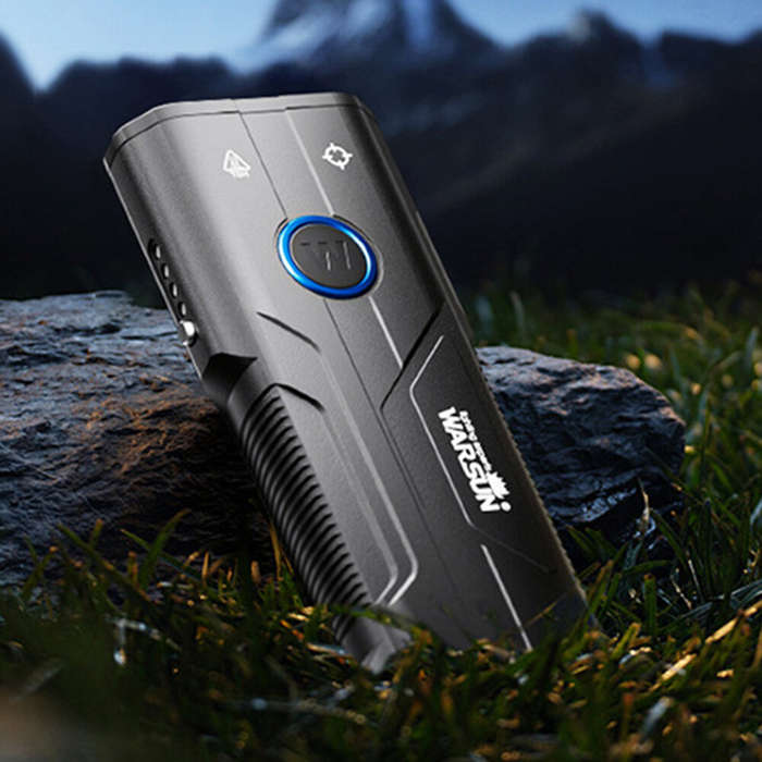 Black - Warsun X608S 4180LM Ultra Bright LED+COB Flashlight Built-in 6000mAh Battery Type-C Recharge