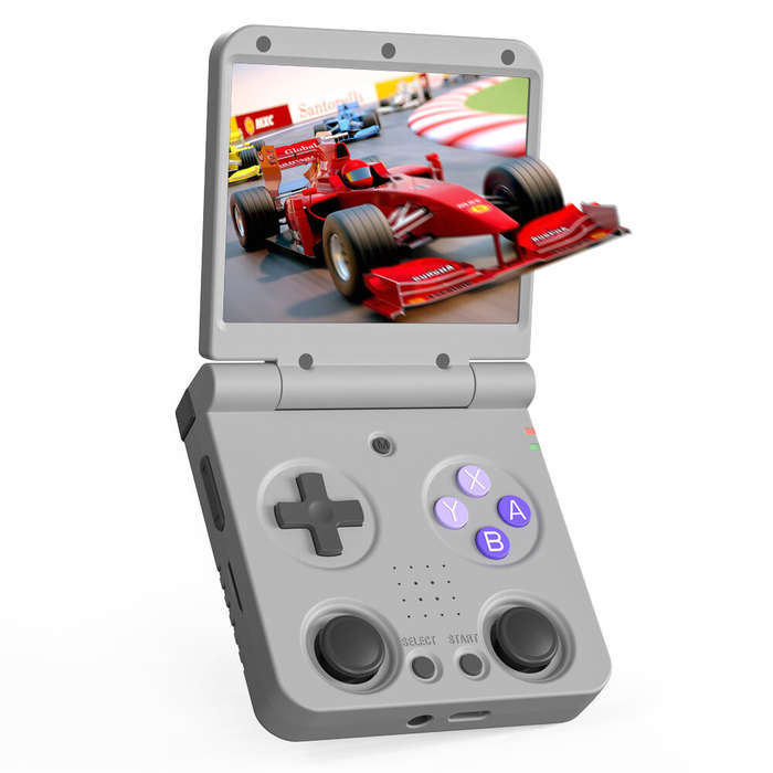 Black - Miyoo Flip V2 64G 4500+ Games Handheld Flip Game Console 3.5 Inch IPS Screen Dual Analog Sti
