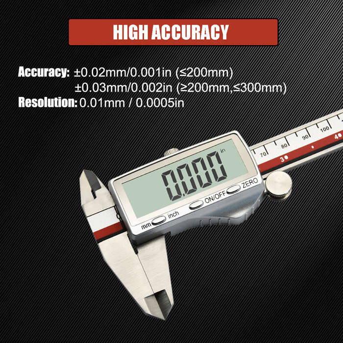Red - DITRON Digital Caliper 701 Stainless Steel Rechargeable 0-6 Inch Precision Measuring Tool Larg