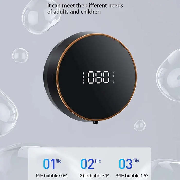 Black - Contactless Automatic Foam Soap Dispenser Time Display USB Charging Automatic Sensing Liquid