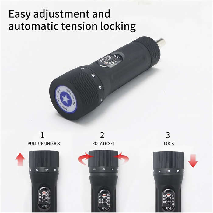 A Set - SHSIWI YSQ-70 Torque Screwdriver Adjustable 10-70 in-lb with 10 Bits 1/4 Drive Precision Too