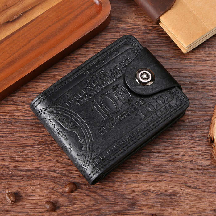 Brown - Men's PU Leather Wallet With Fashion Embossed Dollar Design, Business Casual Card Holder Cas