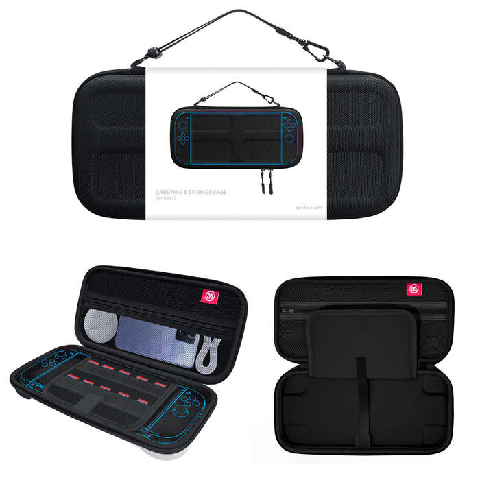 Black - JYS JYS-NS2282 Switch2 Carrying Case EVA Shockproof Water-Resistant 10 Game Card Slots 1680D