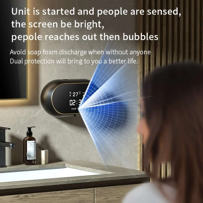 White - Smart Automatic Foam Washing Machine Sensor Soap Dispenser Electric Wall Mounted USB Chargin