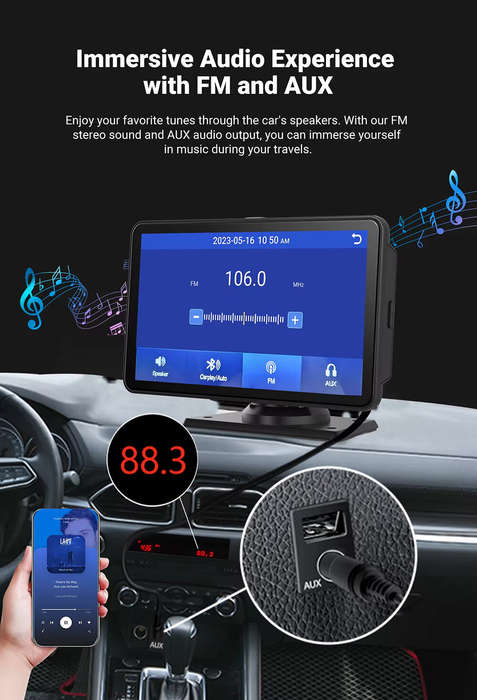 YUEHOO 7 Inch 2 Lens 4K Car MP5 Player Recorder Touch Screen Wireless Carplay Android Auto Mirror Li