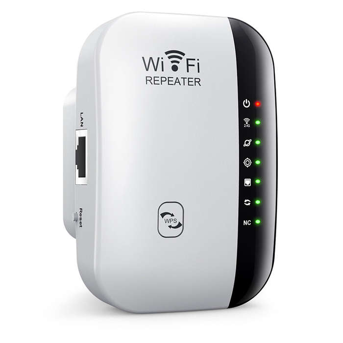 Black - 300M WiFi Repeater Wireless Signal Booster Long Range Wifi Extender Router for PC Laptop TV