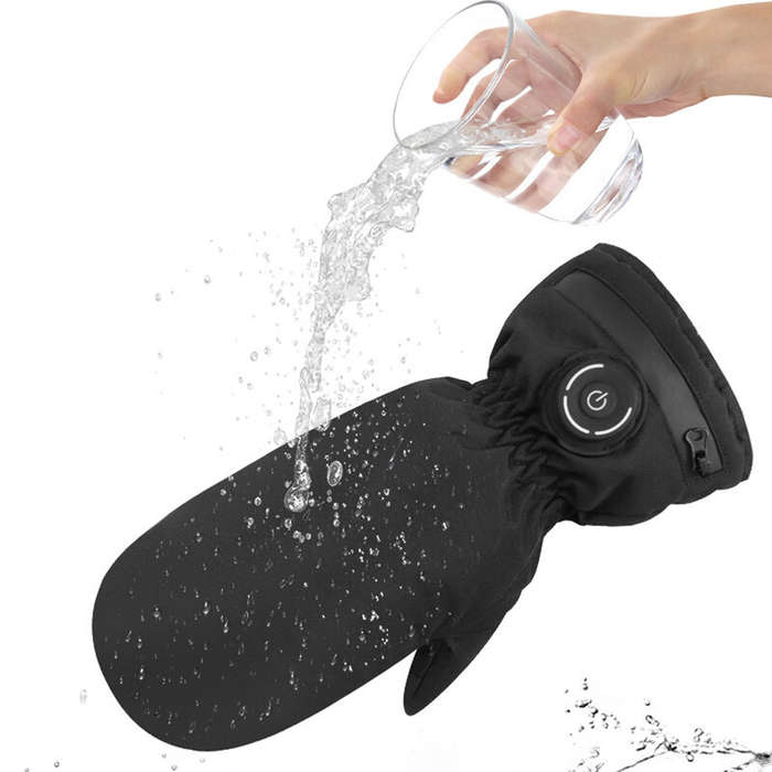 Black - TENGOO 3 Gears Electric Heated Gloves USB Rechargeable Heating Mittens Winter Warm Touch Scr