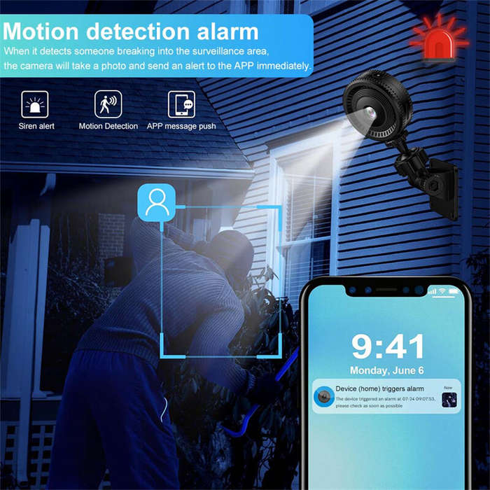 Black - C8 1080P HD Mini Smart Wireless WiFi Camera with 140 Wide Angle Infrared Night Vision Motion