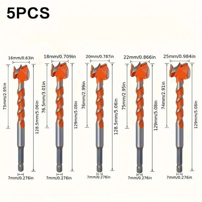 5Pcs - 5PCS Carbide Hinge Boring Forstner Drill Bits for Wood & Locks Precision Boring Tools with He