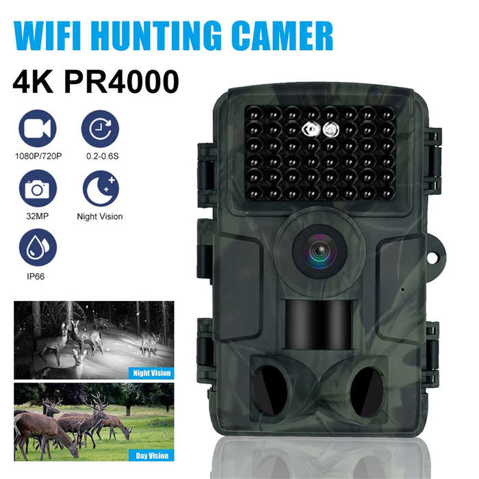 PR4000 WIFI Hunting Trail Cameras 32MP 1080P Resolution 4K HD Video 2.0 inch Screen IP66 Waterproof