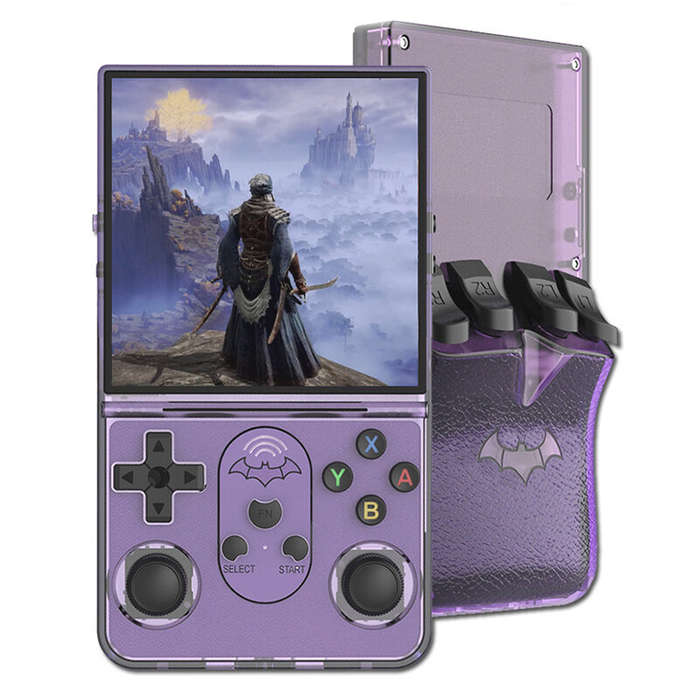 Purple - T16MAX 128G 30000+ Games Retro Handheld Game Console 4-inch IPS Screen RK3326 Quad Core Dua