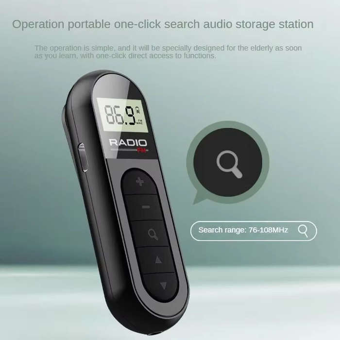 Black - Mini Portable FM Radio Rechargeable Pocket Radio with LCD Screen Built-in DSP Chip Quick Fre
